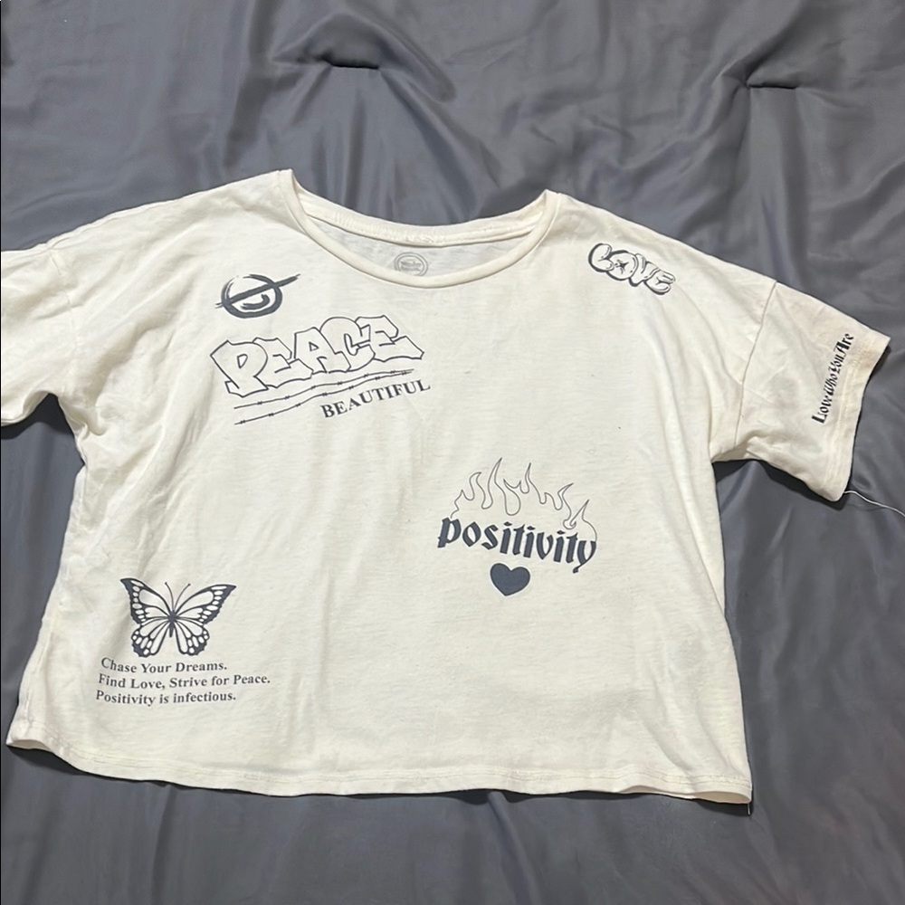 Wonder Nation White Short Sleeve Tee with Butterfly Graphics